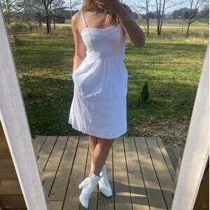 Shade white cotton knee length summer dress